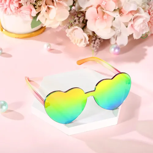 Miniatura 3 de Maxdot - Lentes de sol transparentes sin marco con forma de corazón para fiestas
