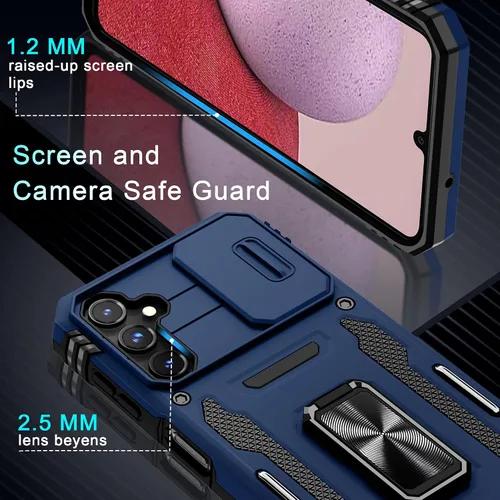 Miniatura 7 de DEERLAMN Funda para Samsung Galaxy A14 5G con Cubierta Deslizante para Cámara + Protector de Pantalla (2 Paquetes), Soporte de Anillo Giratorio