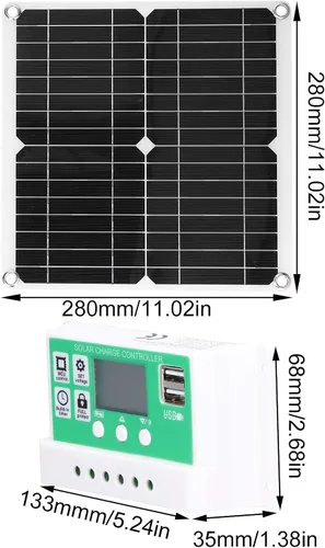 Miniatura 6 de Kit de panel solar de 40 W 18 V, doble puerto USB monocristalino de silicio flexible con controlador de carga solar de 60 A para ciclismo