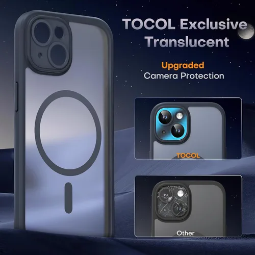 Miniatura 6 de TOCOL Funda para iPhone 13, protección completa de la cámara, compatible con Magsafe, protección contra caídas, funda magnética translúcida mate