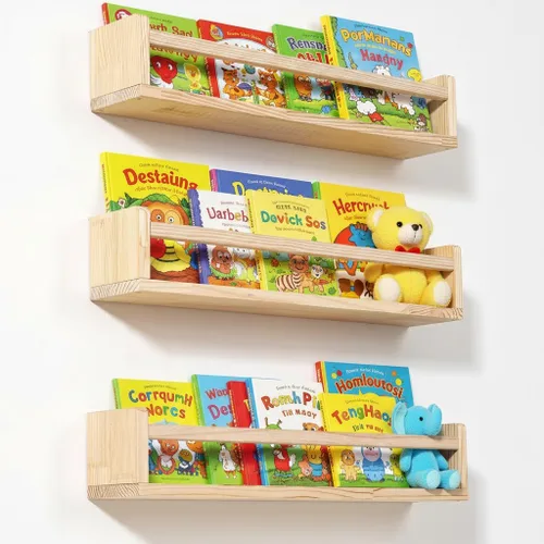 Miniatura 14 de AZSKY Estantes clásicos para libros de guardería, estantes flotantes de madera negra, estantería de pared para decoración de baño, cocina, especias