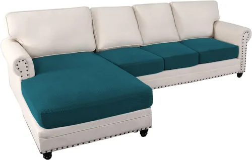 Miniatura 13 de MIFXIN Fundas para sofá modular, 3 piezas, funda de asiento de sofá de terciopelo elástico en forma de L, funda de cojín separada, protector