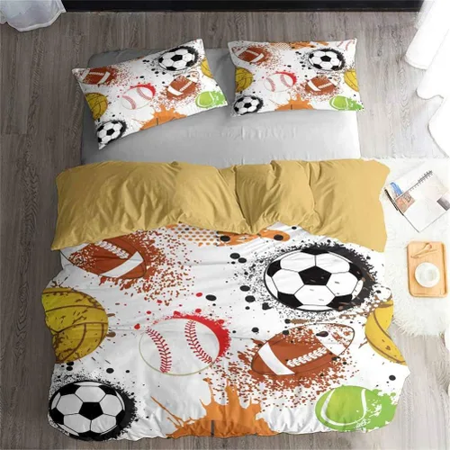 Miniatura 10 de LanS Precise Baseball Sport Series - Juego de funda de edredón y funda de almohada, juego de 3/4 piezas
