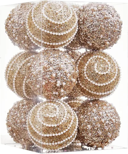 Miniatura 18 de Adornos de Bolas de Navidad Negras, Decoraciones de Bolas de Navidad de Plástico Irrompible Colgantes con Perlas para Fiestas Navideñas