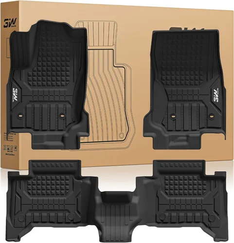 Miniatura 10 de Alfombrillas de Piso 3W Compatibles con Toyota Tundra 2014-2021 (Solo para Cabina CrewMax), Revestimiento de Piso de TPE para Todo Clima con Ajuste