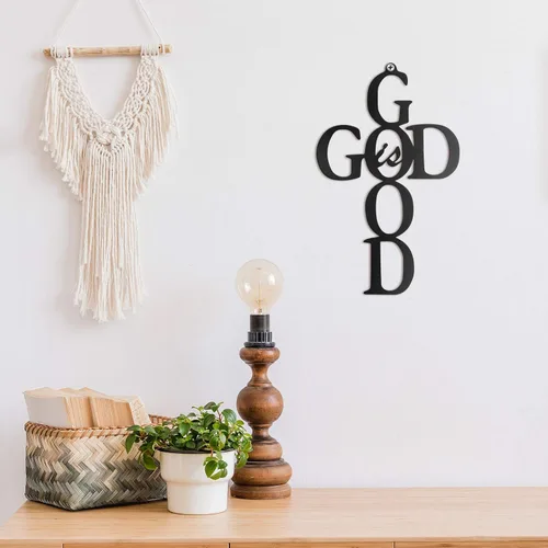 Miniatura 4 de Letrero colgante de metal con cruz negra con texto en inglés "God is Good", bonito regalo de decoración religiosa para decoración de pared del hogar