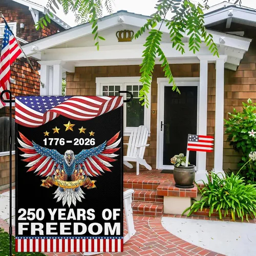 Miniatura 3 de Bandera de jardín estadounidense de 12 x 18 pulgadas, de doble cara, 3 capas, 250 aniversario, patriótica, 4 de julio, con águila para exteriores