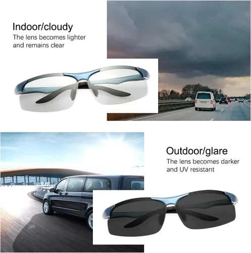 Miniatura 5 de YIMI Gafas de sol deportivas polarizadas fotocrómicas para hombre, ciclismo, pesca, conducción, protección UV, gafas antirreflejos 8003 Azul