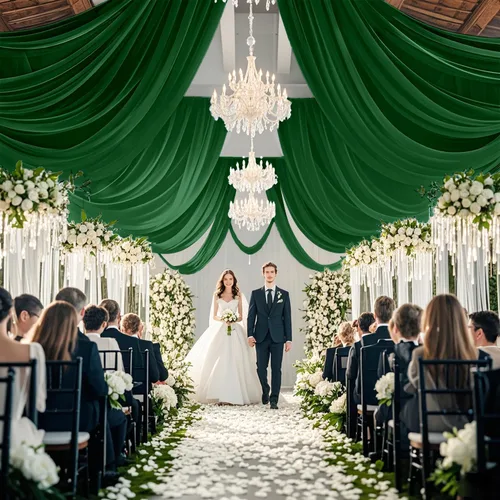 Miniatura 7 de Cortinas de techo verdes para cortinas de boda para techo, tela drapeada, 2 paneles de 5 x 20 pies, cortinas de tela para cortinas de arco de boda