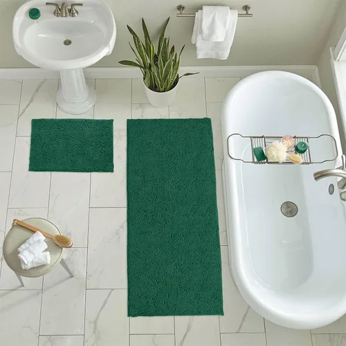 Miniatura 12 de LuxUrux - Juego de alfombrillas de microfibra de felpilla extrasuave de 1 pulgada de alto, muy absorbentes, para usar en el baño o la ducha