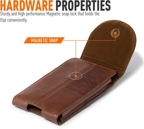 Miniatura 3 de Funda de cuero genuino para teléfono celular para caminar al aire libre, trabajo, soporte para teléfono con clip para cinturón para iPhone 17 Pro