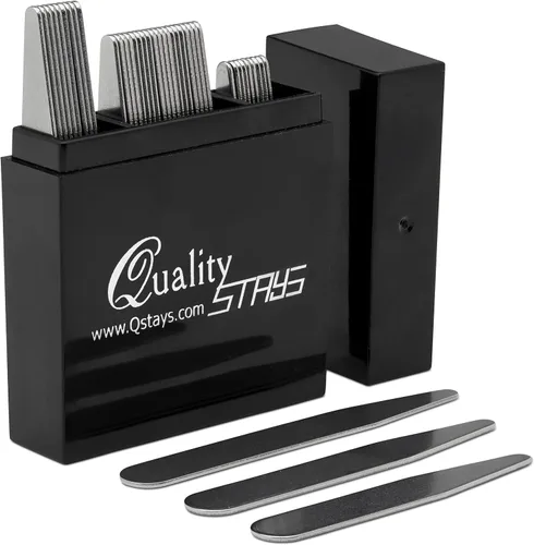 Collar de metal para hombres – Juego de 40 estancias de cuello de camisa de vestir para hombres, 3 tamaños en una caja dividida por Quality Stays