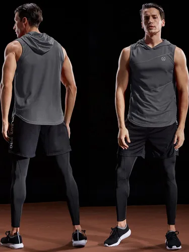 Miniatura 5 de NELEUS Dry Fit - Camiseta deportiva sin mangas para correr con capucha
