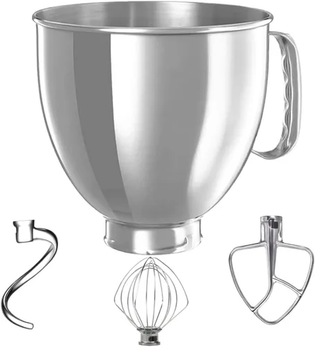 Miniatura 5 de Tazón mezclador de acero inoxidable de 4.5 cuartos de galón, piezas de repuesto para mezclador, compatible con mezcladores de soporte de cabeza