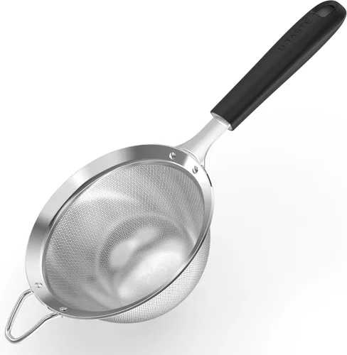 Miniatura 16 de U-Taste Colador pequeño de malla fina: 18/8 de acero inoxidable, 8,5 cm, 30 malla, colador de cocina de malla fina con asa de silicona remachada (4)