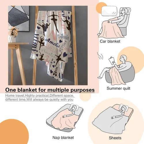 Miniatura 4 de Manta de ballet personalizada con nombre para niña, regalos de cumpleaños y aniversario para niñas, 40 x 30 pulgadas (XS) para mascotas