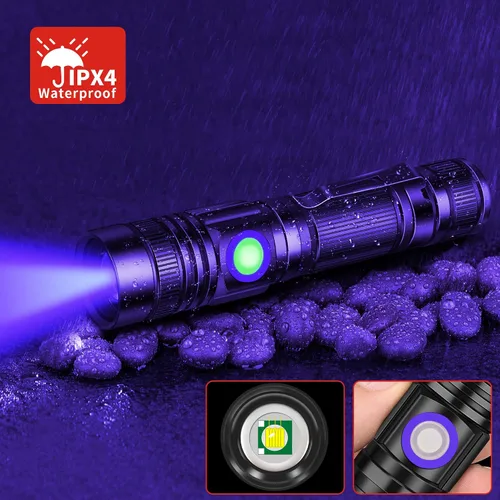 Miniatura 5 de DARKBEAM Linterna UV 365nm Luz negra recargable USB, lámpara de Wood de mano ultravioleta luz negra LED portátil, detector de orina de mascotas