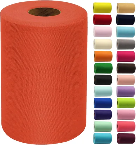 Miniatura 16 de Rollos de tela de tul de 6 pulgadas por 100 yardas (300 pies) Carrete de cinta de tul para manualidades, tutú, arco para la cabeza, decoración