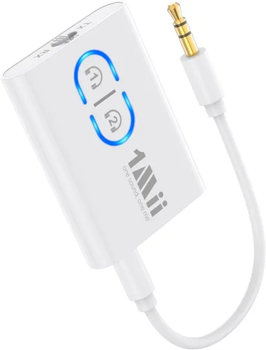 1Mii Receptor transmisor Bluetooth para TV/avión a auriculares, Bluetooth 5.3 AUX/RCA adaptador de audio con aptX adaptativo/baja latencia/audio HD,
