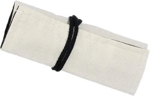 PATIKIL Estuche enrollable hecho a mano con 12 ranuras, estuche de lona para lápices, organizador para dibujar, colorear, bocetos, blanco/negro