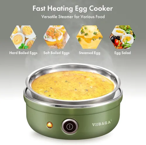 Miniatura 5 de VOBAGA Hervidor eléctrico de huevos, hervidor rápido de huevos con apagado automático para huevos suaves, medianos, duros, escalfados, al vapor
