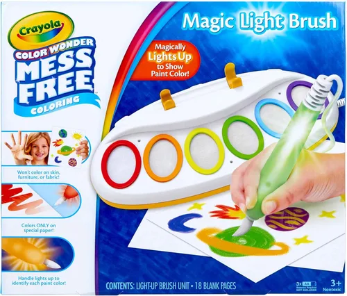 Crayola Color Wonder - Cepillo de luz mágico, estación de pintura sin desorden para niños, juguetes y actividades para niños, regalos de vacaciones