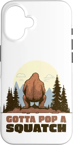 Funda divertida para iPhone 16, diseño de Bigfoot Gotta Pop A Squatch Squat Poop Joke