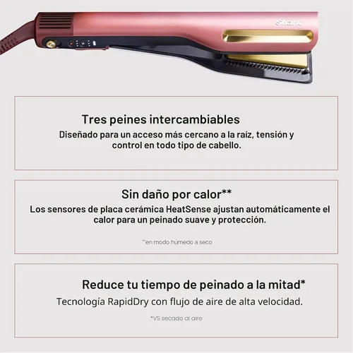 Miniatura 4 de Shark SilkiPro™ Straight Plancha de cabello húmedo a seco + secador rápido 3 peines intercambiables Secado ultrarrápido Sin daños por calor