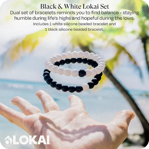 Miniatura 2 de Lokai Silicone Beaded Bracelets for Men & Women - Black & White Matching Bracelets, Couples Friendship Bracelets - Jewelry Fashion Bracelet