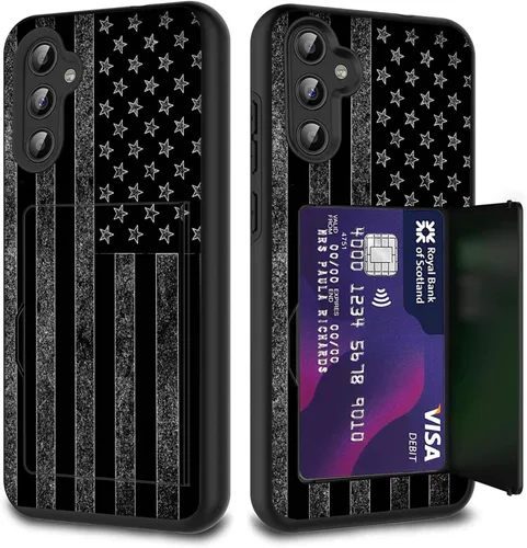 Miniatura 24 de Funda híbrida de doble capa con función atril para Samsung Galaxy A16 5G de 6.9 pulgadas, diseño de vaca con bandera estadounidense