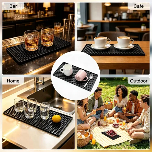 Miniatura 9 de XieNie Tapete de bar de 6 x 12 pulgadas, pequeño, negro, tapete de café para bar en casa, tapete de servicio de bar para coctelería, cocina