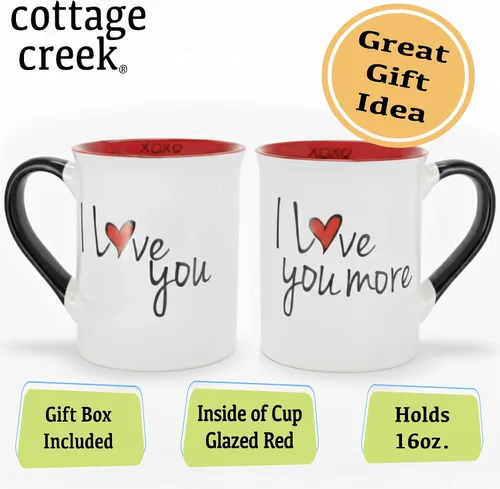 Miniatura 9 de Cottage Creek Tazas Juego de 2 tazas de café de cerámica de 16 onzas Tazas de café I Love You More para hombres y mujeres Perfecto compromiso