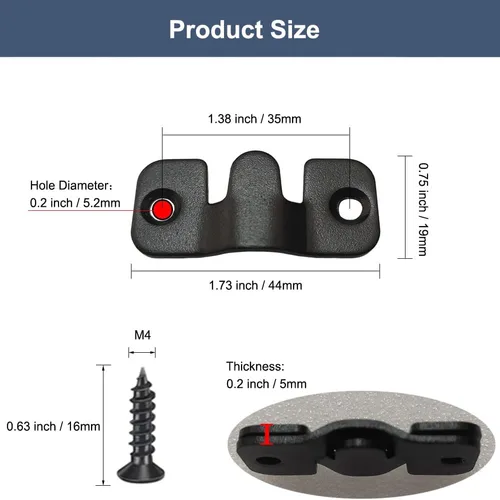 Miniatura 2 de 20 soportes negros de montaje empotrado de 1.73 x 0.75 pulgadas, hebilla para colgar fotos, gancho de fotos resistente, conector seccional Z clips
