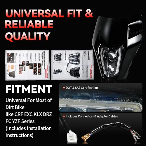 Miniatura 2 de CHANGCHENG - Faro delantero LED para moto de tierra de 66W 3000lm, kit de faro LED universal para motocicleta, faro para la mayoría de motos