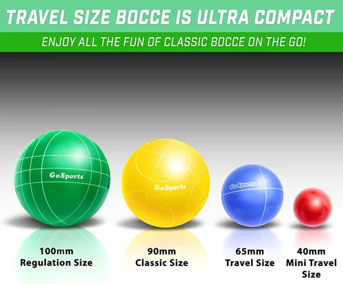 Miniatura 2 de GoSports Mini juego de bochas de tamaño de viaje con 8 bolas, palino, bolsa de mano y cuerda de medición, elige tu