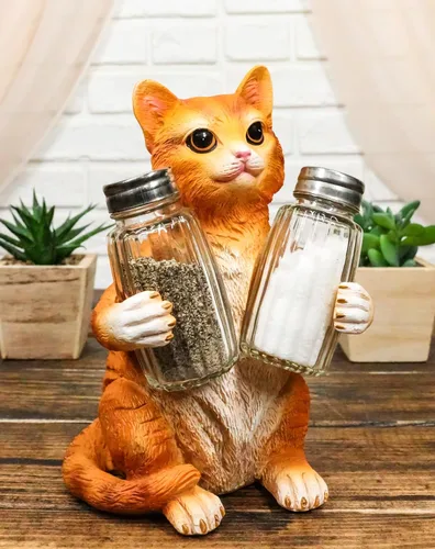 Miniatura 9 de Ebros Gift Gatito felino peludo de cristal para salero y pimentero, figura de 8.25 pulgadas de alto, loco para gatos, gatito, decoración de mascotas