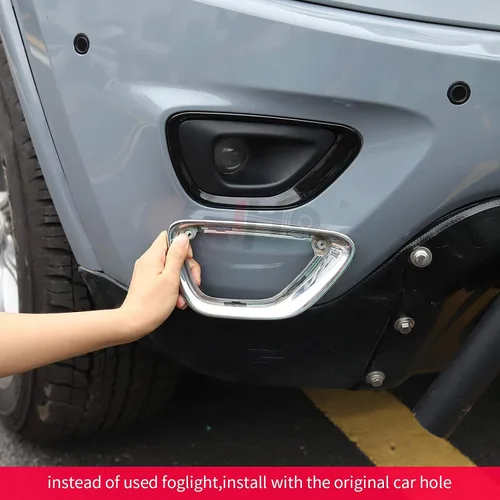 Miniatura 6 de JHO Cubierta de luces antiniebla delanteras de automóvil, marco de lámpara antiniebla, reemplazo para Jeep Grand Cherokee 2014-2016 2015 Accesorios