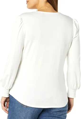 Miniatura 5 de Tienda Essentials - Camiseta de manga larga con cuello redondo y puños fruncidos para mujer