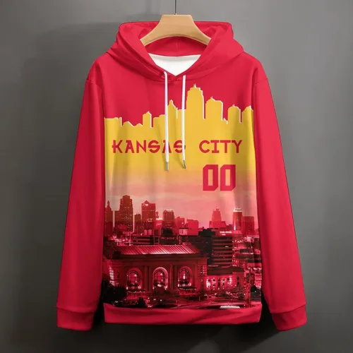 Miniatura 101 de Custom Football Hoodies City Night Skyline Personalized Sweatshirt Name Number Fan Gift Pullover for Men Women Youth