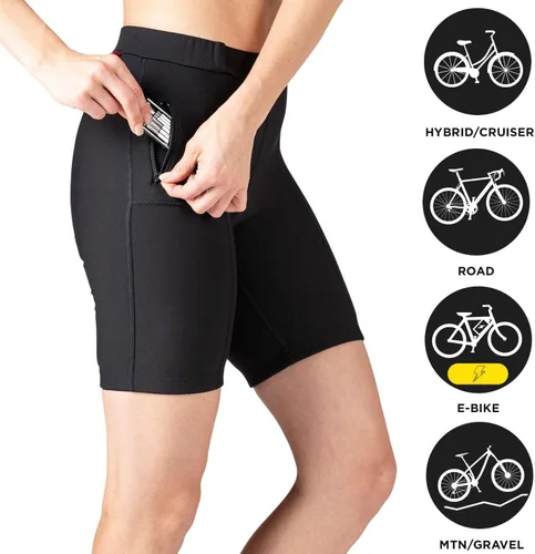 Miniatura 5 de Terry Pantalones cortos de ciclismo Touring regulares, de compresión acolchada con entrepierna de 8 pulgadas para mujer