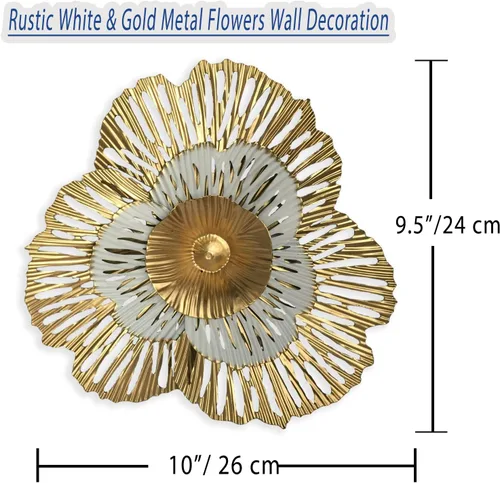 Miniatura 3 de Decoración de pared de flores de metal de 10 pulgadas, escultura floral rústica moderna, colgante de pared de hierro envejecido, decoración