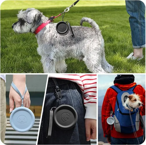 Miniatura 6 de Bolsa de golosinas para perros de silicona, 2 piezas, bolsa para caminar para mascotas para perros y gatos, tamaño bolsillo, fácil de limpiar, sin