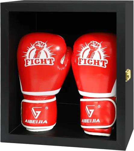 Miniatura 6 de Vitrina para guantes de boxeo, montaje en pared, con cerradura, tamaño completo, protección UV, acrílico transparente, caja para béisbol y boxeo