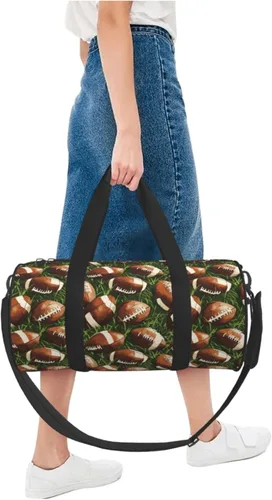 Miniatura 5 de Large Duffle Bag for Travel - Retro American Football Print Gym Bag for Women Men, Travel Foldable Bags for Women Men with Zippered Multiple Pockets