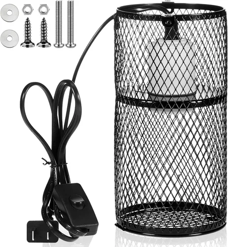 Miniatura 8 de VIHOSE Protector de lámpara de calor para reptiles con emisor de calor de cerámica de 150 W, soporte de lámpara de calefacción antiquemaduras, jaula