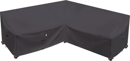 Miniatura 24 de Funda de Sofá Seccional de Servicio Pesado para Exteriores, Fundas Impermeables 600D para Sofá Seccional de Patio, Funda para Muebles de Jardín