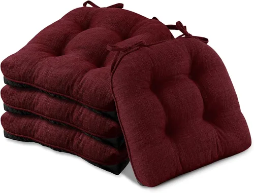 Miniatura 16 de Basic Beyond Paquete de 4 cojines para sillas de comedor, cojines para sillas de comedor con lazos y respaldo antideslizante, 15.5 x 15.5 pulgadas
