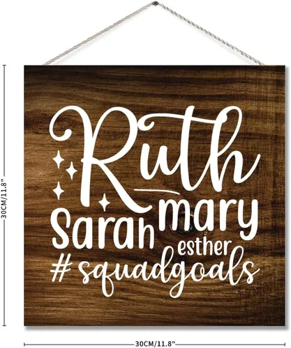 Miniatura 2 de Ruth Mary Sarah Esther Squadgoals - Letrero de madera con versículo de la Biblia, placa de madera religiosa, cristiana, Dios Jesús, placa rústica