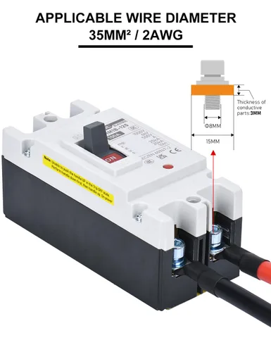 Miniatura 5 de DIHOOL Interruptor Principal de 100 Amperios CC, Interruptor de Desconexión de Batería de 500V, Interruptor Maestro para Motor de Arrastre de Barco