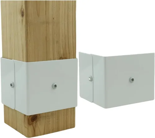 Miniatura 6 de Fence Armor Protector de poste de acero galvanizado 1 par de 3.5 x 3.5 x 3 pulgadas Protección contra podadoras de cuerda y daños en